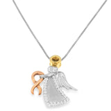 10K Tri-Color Gold Diamond-Accented Angel Awareness Ribbon Pendant Necklace (H-I Color, I1-I2 Clarity)-1 thumbnail 2
