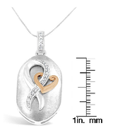 10k Rose Gold and Sterling Silver 1/10ct TDW Round Cut Diamond Interlocked Heart and Ribbon Pendant Necklace (H-I, I1-I2)-3 thumbnail 4
