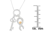Two Tone .925 Sterling Silver 1/6 cttw Diamond Symbol Key Pendant Necklace (H-I, I1-I2)-3 thumbnail 4