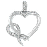 925 sterling silver necklace with heart-shaped diamond cluster pendant thumbnail 1