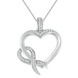 .925 Sterling Silver 1/6 cttw Diamond Heart Pendant Necklace (H-I, I1-I2)-1 thumbnail 2
