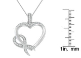 .925 Sterling Silver 1/6 cttw Diamond Heart Pendant Necklace (H-I, I1-I2)-3 thumbnail 4