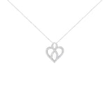 14K White Gold 1/4 cttw Round Cut Diamond Heart and Ribbon Center Pendant Necklace (H-I, I1-I2)-1 thumbnail 2