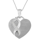 .925 Sterling Silver 1/10 cttw Diamond Heart Pendant Necklace (H-I, I1-I2)-2 thumbnail 3