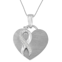 .925 Sterling Silver 1/10 cttw Diamond Heart Pendant Necklace (H-I, I1-I2)-2