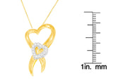 10K Two-Tone Gold 1/10 cttw Diamond Heart Pendant Necklace (H-I, I1-I2)-3 thumbnail 4