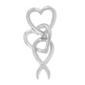 925 sterling silver double-heart and awareness ribbon linked pendant necklace