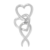 925 sterling silver double-heart and awareness ribbon linked pendant necklace thumbnail 1