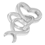 .925 Sterling Silver Double-Heart & Awareness Ribbon Linked Pendant Necklace-2 thumbnail 3