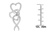 .925 Sterling Silver Double-Heart & Awareness Ribbon Linked Pendant Necklace-3 thumbnail 4