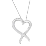 .925 Sterling Silver Open Heart-Shaped Awareness Ribbon Pendant Necklace-1 thumbnail 2