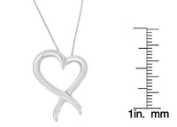 .925 Sterling Silver Open Heart-Shaped Awareness Ribbon Pendant Necklace