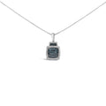 .925 Sterling Silver 1/2 cttw Treated Blue Diamond Block Pendant Necklace (I-J, I1-I2)-0