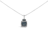 .925 Sterling Silver 1/2 cttw Treated Blue Diamond Block Pendant Necklace (I-J, I1-I2)-0 thumbnail 1