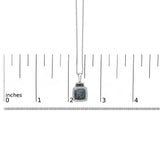 .925 Sterling Silver 1/2 cttw Treated Blue Diamond Block Pendant Necklace (I-J, I1-I2)-4 thumbnail 5
