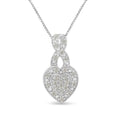 .925 Sterling Silver 1/3 Cttw Diamond Awareness Ribbon Halo Heart 18" Pendant Necklace (I-J Color, I2-I3 Clarity)-0