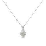 .925 Sterling Silver 1/3 Cttw Diamond Awareness Ribbon Halo Heart 18