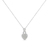 .925 Sterling Silver 1/3 Cttw Diamond Awareness Ribbon Halo Heart 18