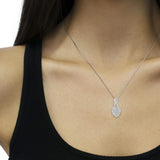.925 Sterling Silver 1/3 Cttw Diamond Awareness Ribbon Halo Heart 18