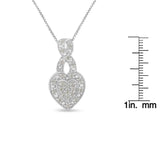 .925 Sterling Silver 1/3 Cttw Diamond Awareness Ribbon Halo Heart 18