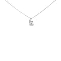 10K white gold necklace with one round diamond stone in a spiral setting
