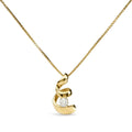 10K Yellow Gold 1/10 Cttw Round Diamond Solitaire Spiral Pendant Necklace-0