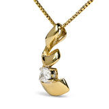 10K Yellow Gold 1/10 Cttw Round Diamond Solitaire Spiral Pendant Necklace-3 thumbnail 4