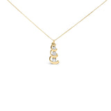 10k Yellow Gold 1/4 Cttw Diamond 3 Stone Swirl and Drop Pendant Necklace-1 thumbnail 2