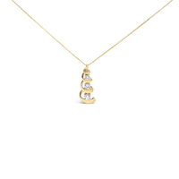 10k Yellow Gold 1/4 Cttw Diamond 3 Stone Swirl and Drop Pendant Necklace