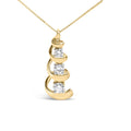 10K yellow gold necklace with 3 round diamond stones in swirl drop pendant