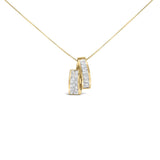 14K yellow gold necklace with princess and baguette diamond duo bar pendant thumbnail 1