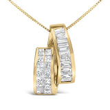 14K Yellow Gold 1 5/8 cttw Princess and Baguette Cut Diamond Fashion Pendant Necklace (G-H, VS2-SI1)-1 thumbnail 2