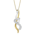 10K two-tone gold intertwined swirl pendant with round diamond accent stones