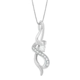 Espira 10K White Gold 1/5 cttw Round Cut Diamond Swirl Pendant Necklace (J-K, I1-I2)-1 thumbnail 2