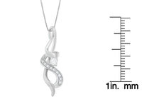 Espira 10K White Gold 1/5 cttw Round Cut Diamond Swirl Pendant Necklace (J-K, I1-I2)