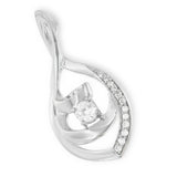 10K white gold necklace with round diamond stones in a spiral link thumbnail 1