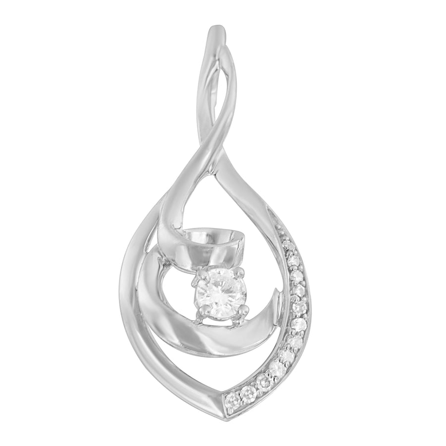 10K White Gold 1/4 Cttw Brilliant-Cut Round Diamond Spiral Link 18