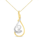 10K two-tone gold necklace with brilliant-cut diamond spiral pendant thumbnail 1