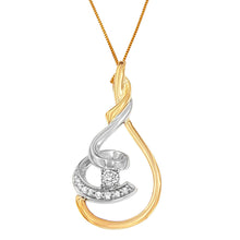 Espira 10K Two-Tone Yellow & White 1/6 Cttw Brilliant-Cut Diamond Layered Spiral 18" Pendant Necklace (H-I Color, I2-I3 Clarity)-4