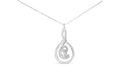 10K white gold necklace with round diamond stones in a layered spiral pendant