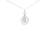 10K white gold necklace with round diamond stones in a layered spiral pendant thumbnail 1