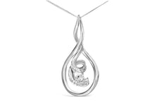 Espira 10K White Gold 1/8 cttw Round Cut Diamond Layered Spiral Pendant Necklace (I-J, I1-I2)-1