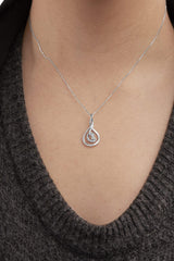Espira 10K White Gold 1/8 cttw Round Cut Diamond Layered Spiral Pendant Necklace (I-J, I1-I2)-2 thumbnail 3