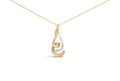10K two-tone gold necklace with round diamond in a swirl pendant