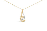 10K two-tone gold necklace with round diamond in a swirl pendant thumbnail 1