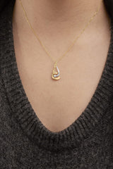 Espira 10K Two-Tone Gold 1/10 cttw Round Cut Diamond Swirl Pendant Necklace (I-J, I2-I3)-2 thumbnail 3