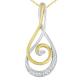 Espira 10K Two-Tone Gold Round Cut Diamond Sparkling Spiral Pendant Necklace (1/6 cttw, J-K Color, I2-I3 Clarity)-1 thumbnail 2