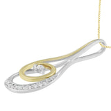 Espira 10K Two-Tone Gold Round Cut Diamond Sparkling Spiral Pendant Necklace (1/6 cttw, J-K Color, I2-I3 Clarity)-2 thumbnail 3