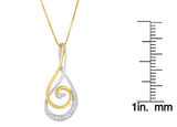 Espira 10K Two-Tone Gold Round Cut Diamond Sparkling Spiral Pendant Necklace (1/6 cttw, J-K Color, I2-I3 Clarity)-3 thumbnail 4