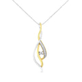 10K two-tone gold necklace with round diamond stones in a cascade pendant